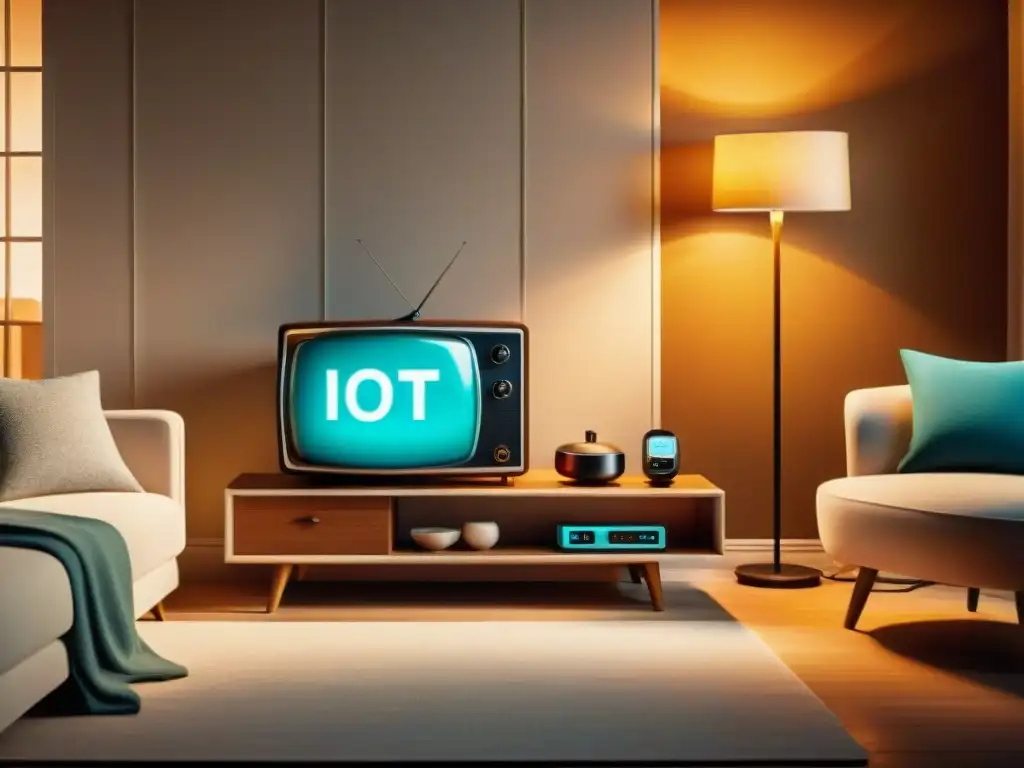 Acogedor hogar vintage con dispositivo IoT en cuidado continuo