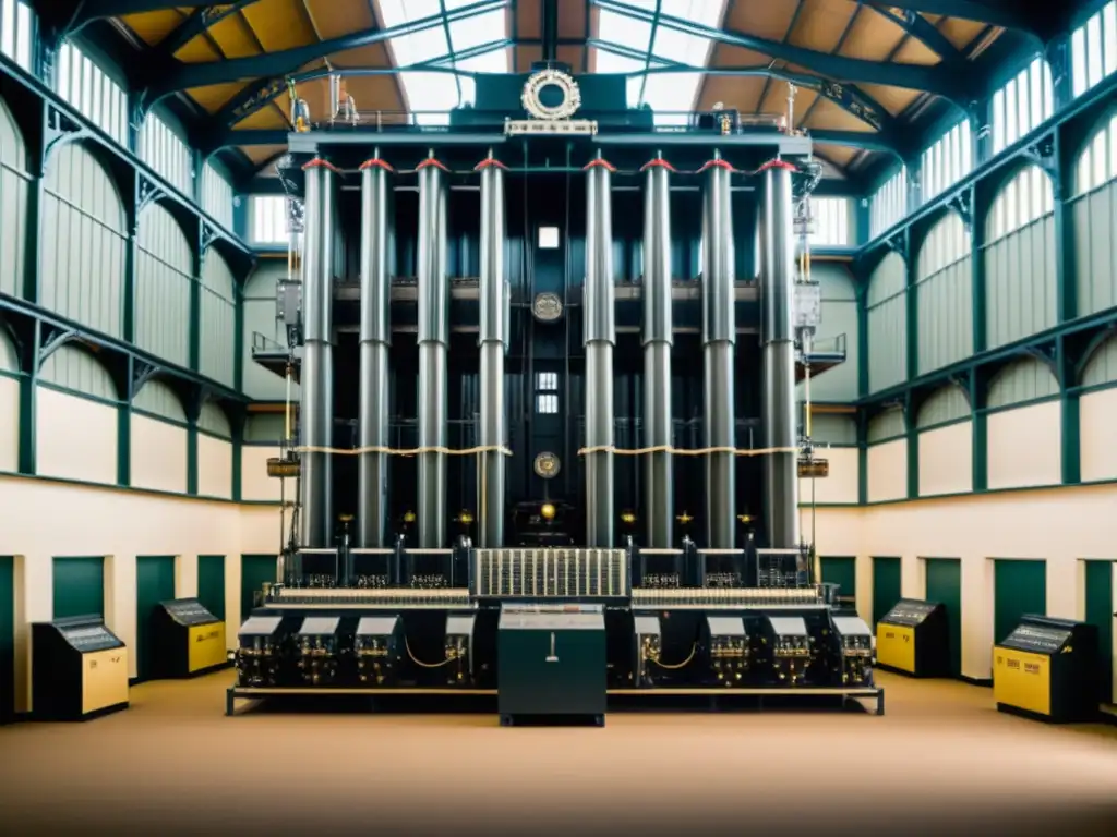 Antigua fotografía en blanco y negro de la máquina Colossus en Bletchley Park durante la Segunda Guerra Mundial