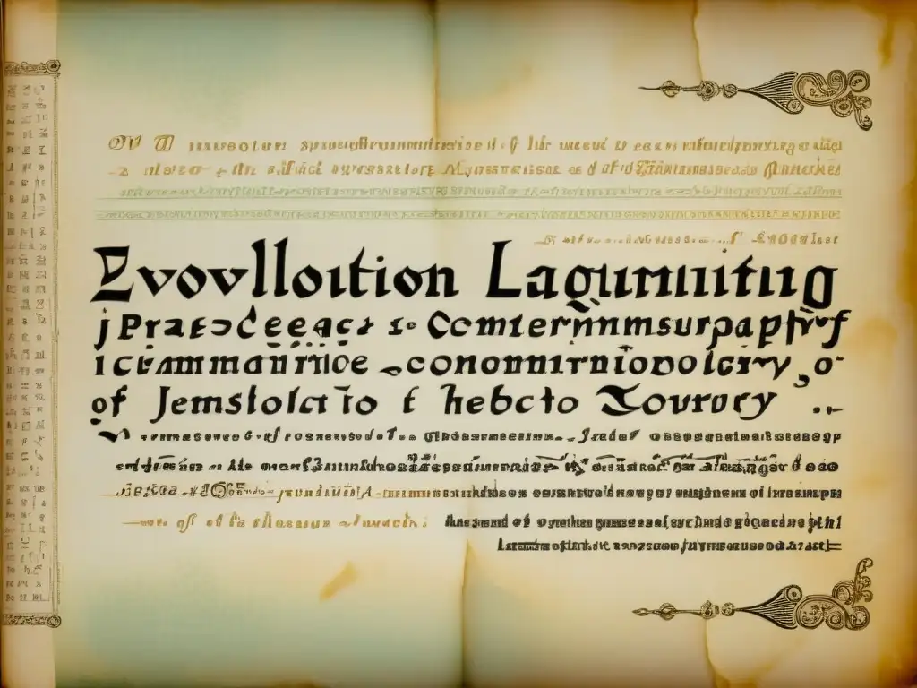 Antiguo pergamino con evolución de lenguajes de programación, desde algoritmos antiguos hasta prácticas modernas