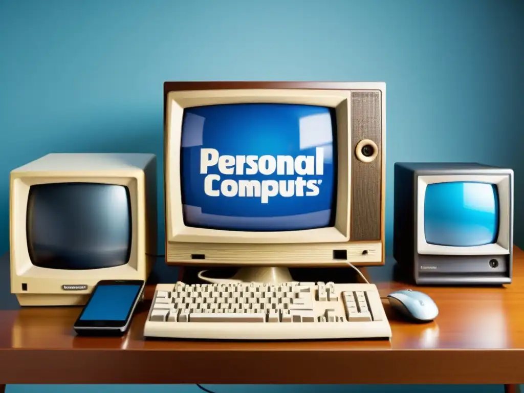 Un anuncio vintage muestra la evolución de las computadoras personales con la influencia de las redes sociales