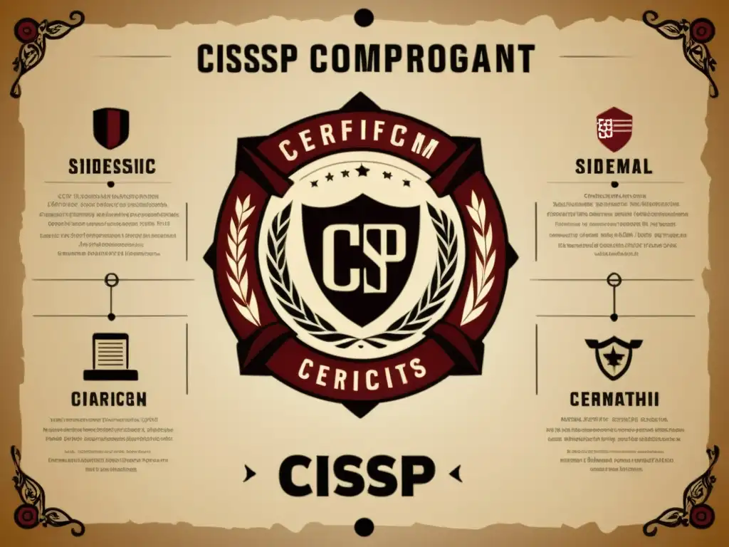 Infografía vintage de comparación de certificaciones de seguridad informática CISSP, CISM y CEH