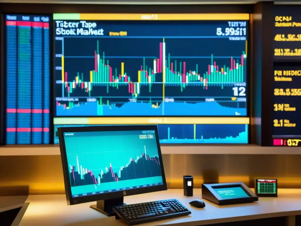 Comparativa análisis fundamental vs técnico: Máquina de bolsa tradicional y pantalla moderna muestran evolución del trading en ambiente vintage