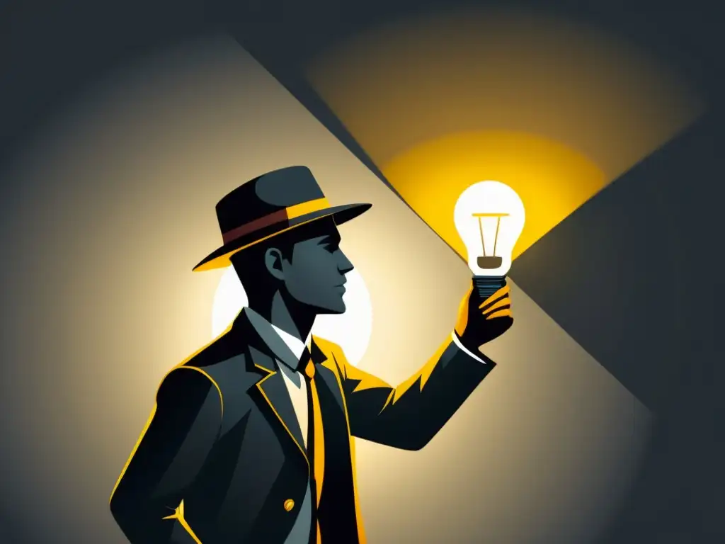 Un contraste visual entre tácticas prohibidas de Black Hat SEO y enfoques éticos, representados por una figura sombría y una brillante luz