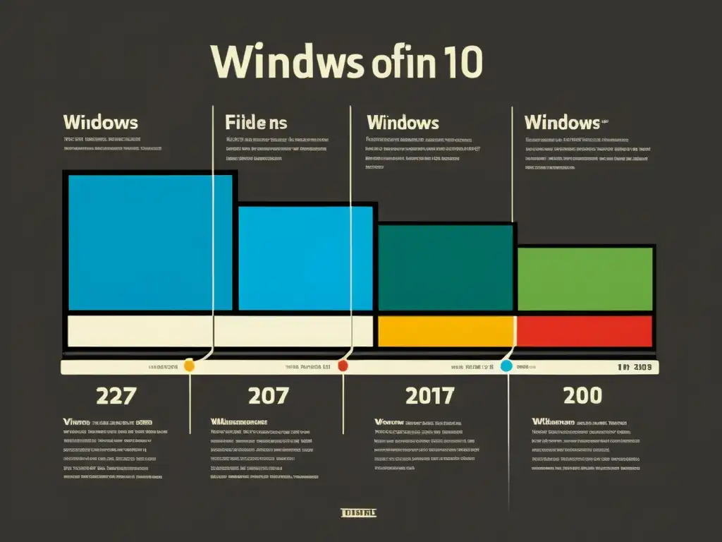 Detallada ilustración vintage de la evolución de Windows en la computación