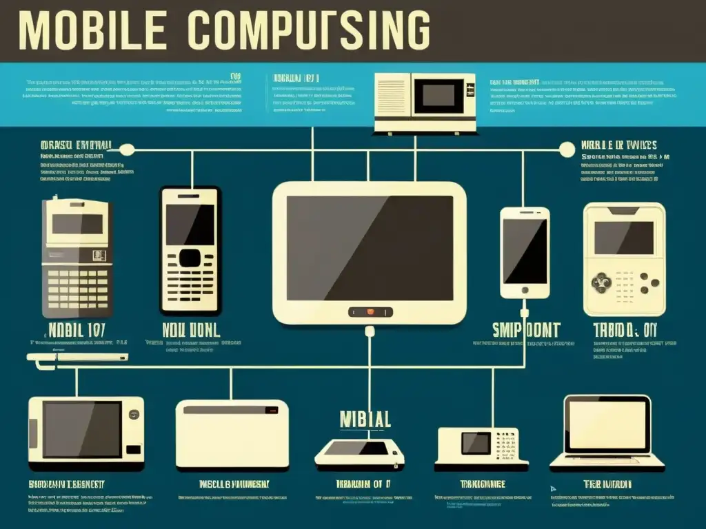 Infografía detallada de la evolución de las computadoras con estética vintage y colores cálidos