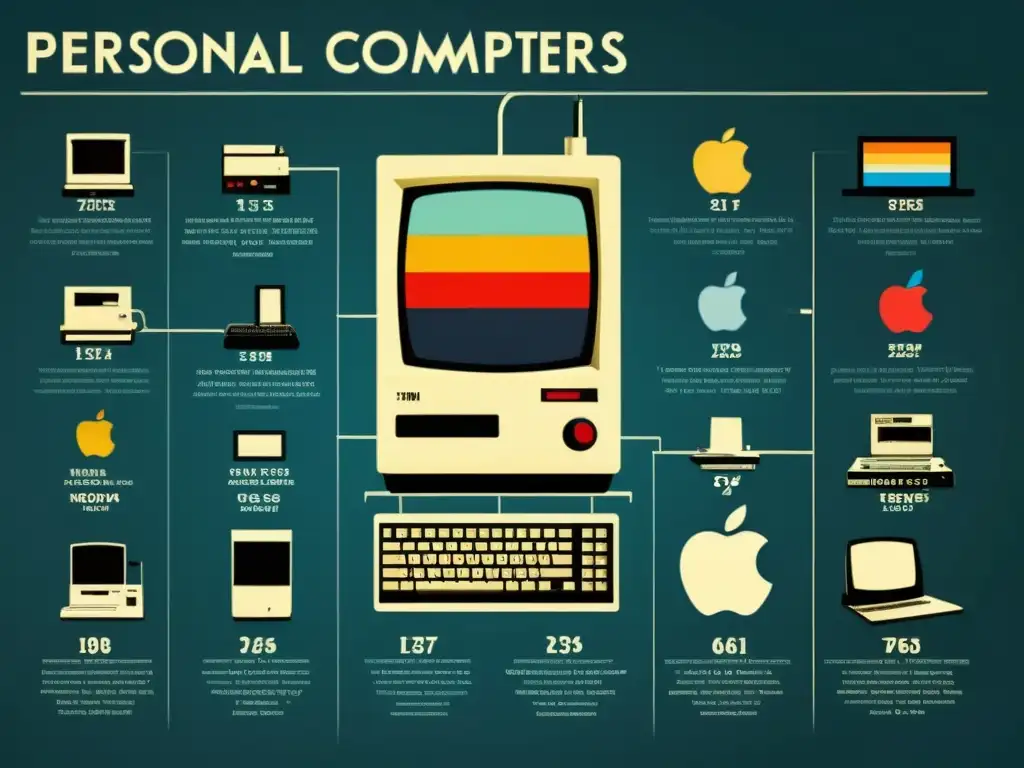 Infografía detallada de la evolución de las computadoras, nostálgica y llena de historia