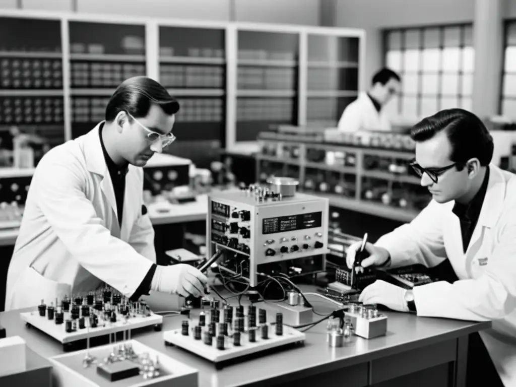 Equipo de ingenieros en un laboratorio de semiconductores, pioneros en la revolución de los semiconductores en tecnología