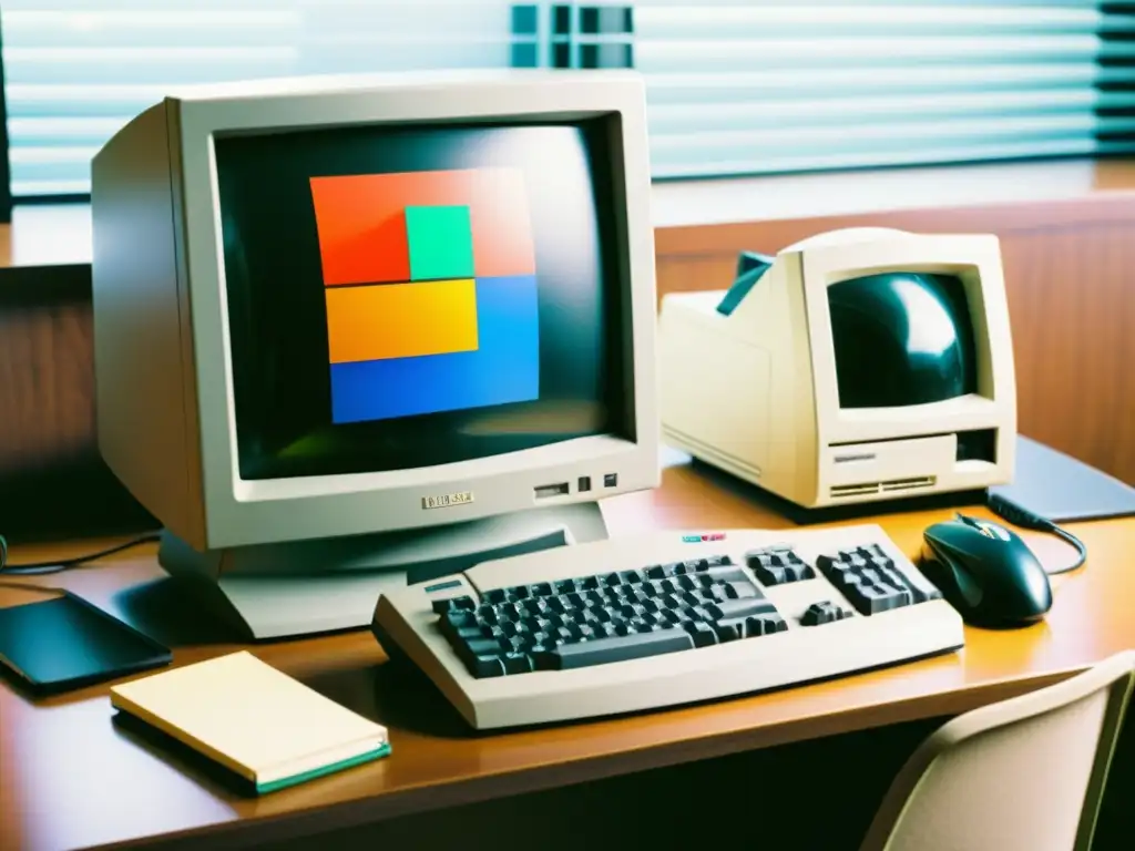 Escritorio vintage con Windows 95, evocando la atmósfera nostálgica de la era de Windows 95