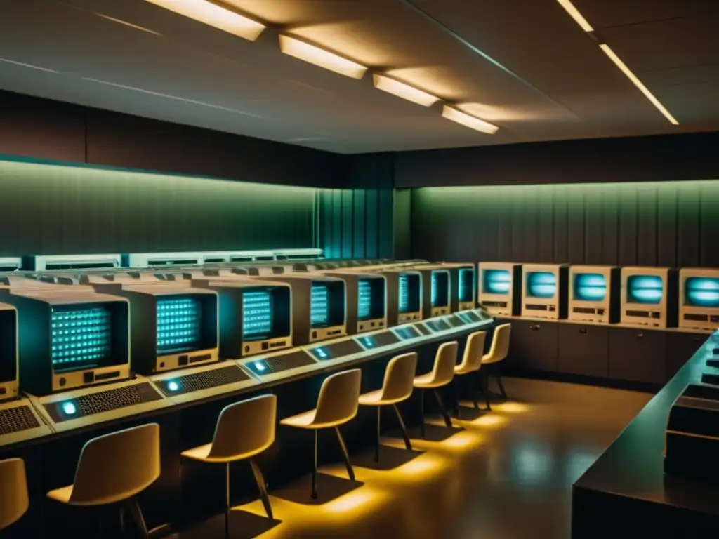 Salón informático vintage: estudiantes inmersos en la tecnología de los 60 Estudiantes inmersos en la historia de la computación en un aula de computadoras vintage