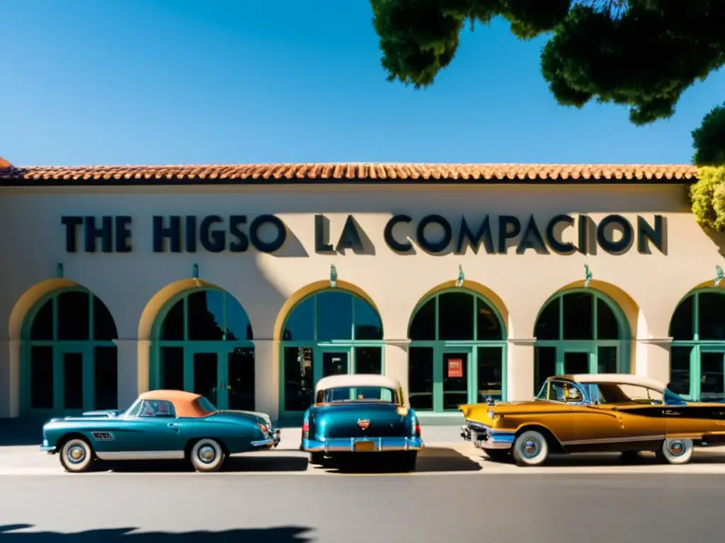 Exterior del Museo de la Computación en Silicon Valley, con arquitectura vintage y gente vestida retro