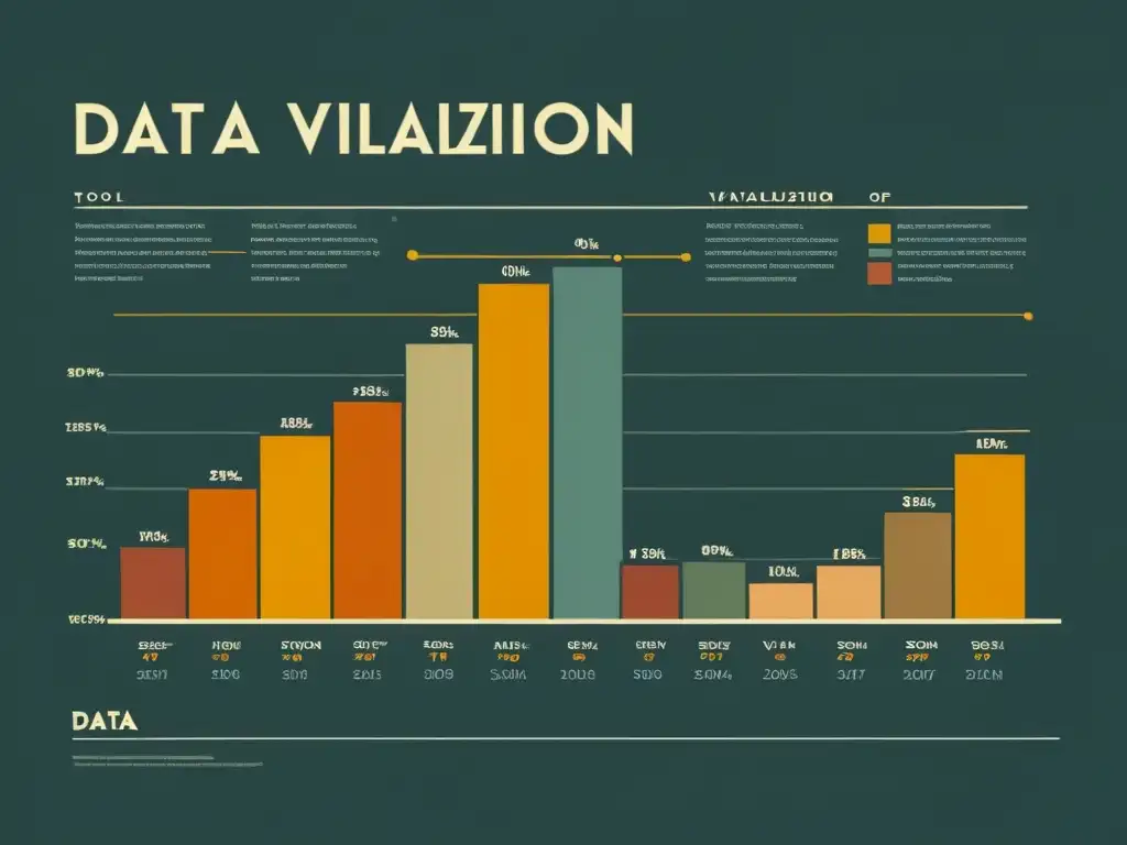 Gráfico vintage que muestra la evolución de la tecnología de visualización de datos, con detalles intrincados y colores cálidos