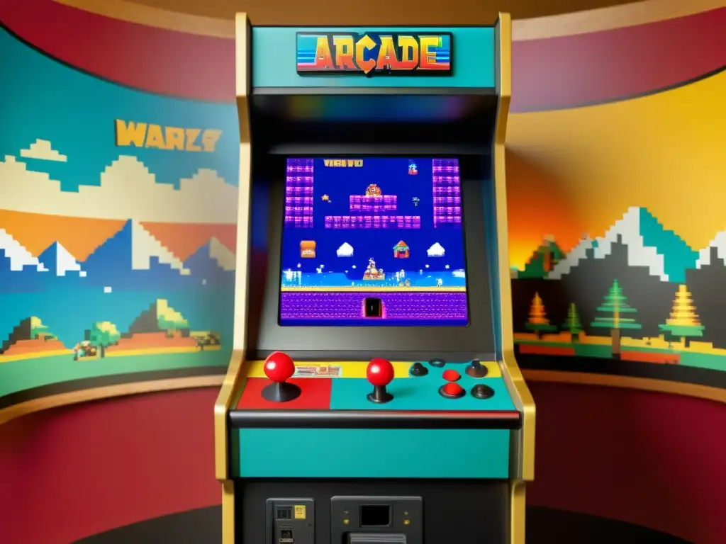 Un grupo diverso de jugadores se emociona con un antiguo gabinete de arcade, mostrando el impacto de los videojuegos en la diplomacia y el soft power