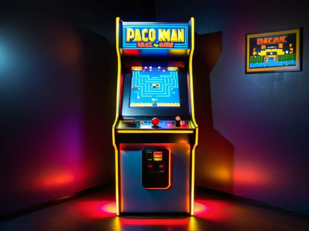 Grupo de jugadores disfrutando de juegos clásicos en una máquina arcade vintage en ambiente retro de evolución del gaming en la cultura