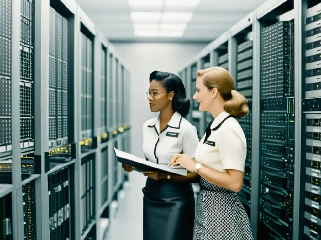 Grupo de mujeres liderando la transformación en almacenamiento digital en un centro de datos