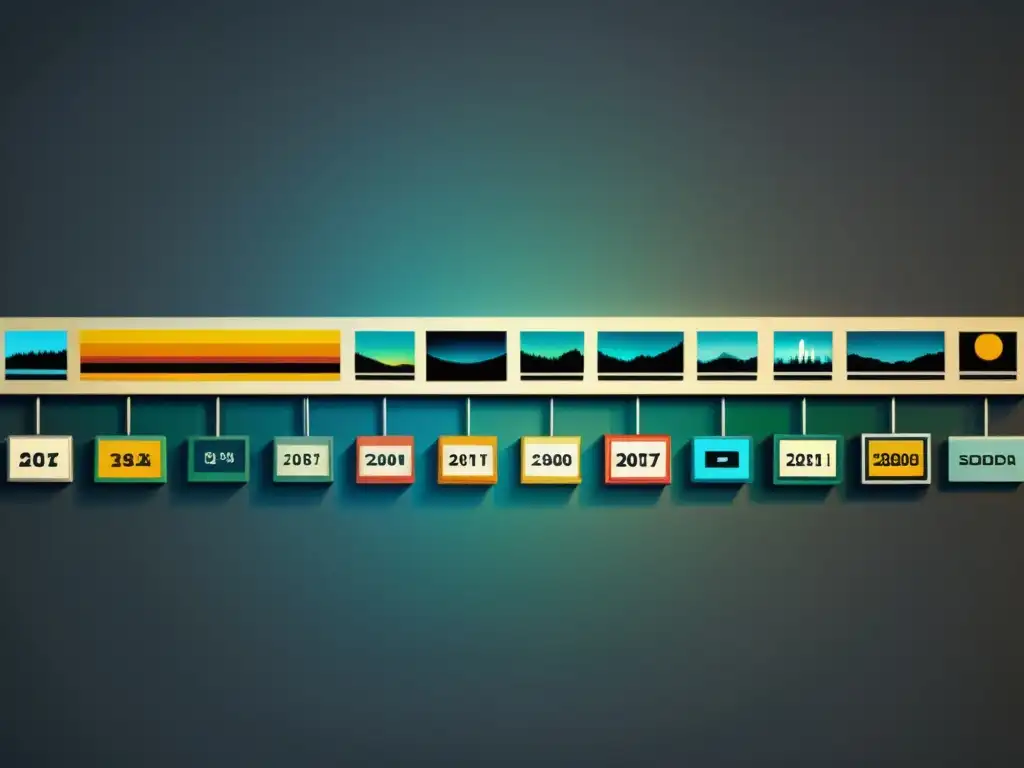 Imagen 8k que muestra la historia y evolución de arte generado por computación, desde los 60s hasta hoy