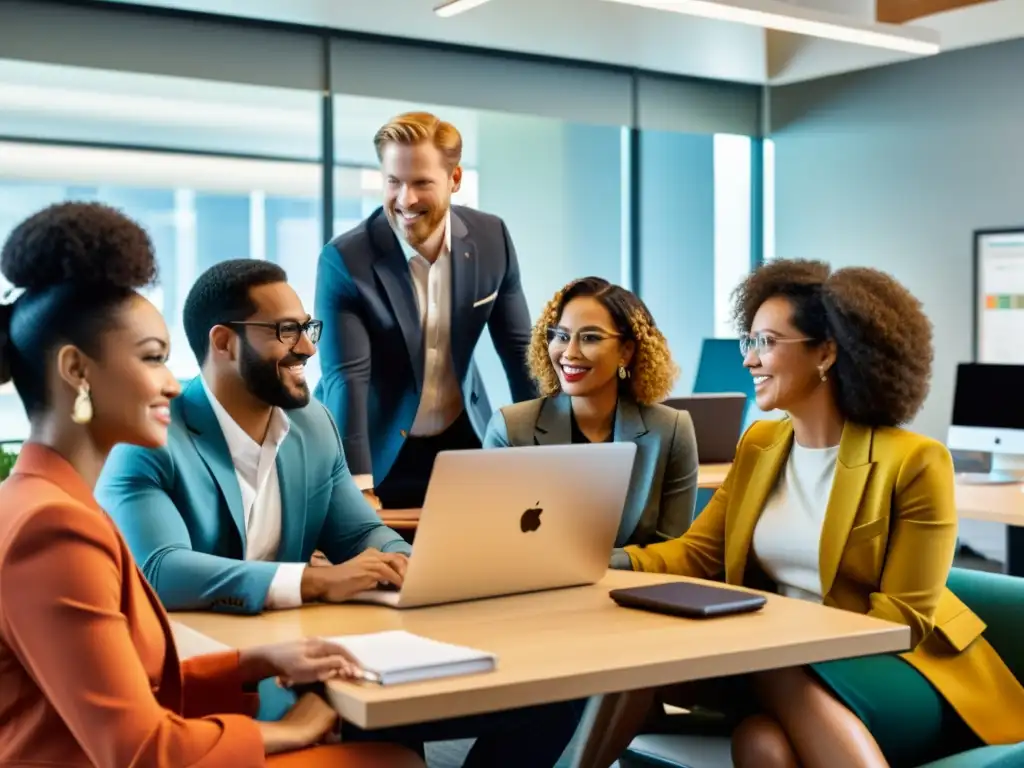 Imagen vintage de profesionales diversificados colaborando en Silicon Valley, reflejando la diversidad global en el entorno tecnológico