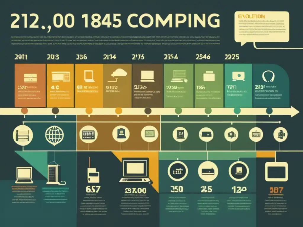 Una infografía vintage que relata la historia y evolución de la computación, con un impacto histórico