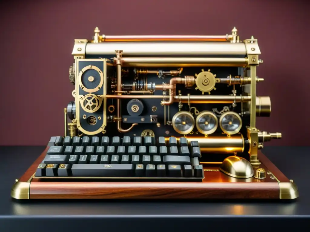 Un kit de modding para PC gamer de temática vintage con detalles steampunk, iluminación cálida y diseño retrofuturista