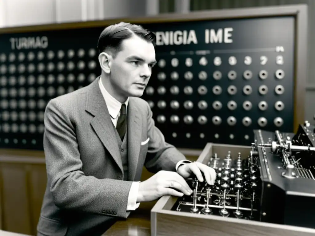 Alan Turing trabaja intensamente en la máquina Enigma en Bletchley Park, con códigos indescifrables en computación moderna