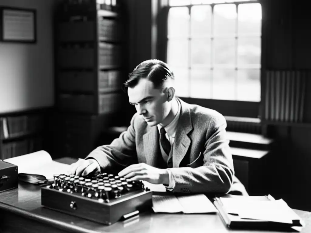 Alan Turing trabajando en la máquina Enigma en Bletchley Park durante la Segunda Guerra Mundial