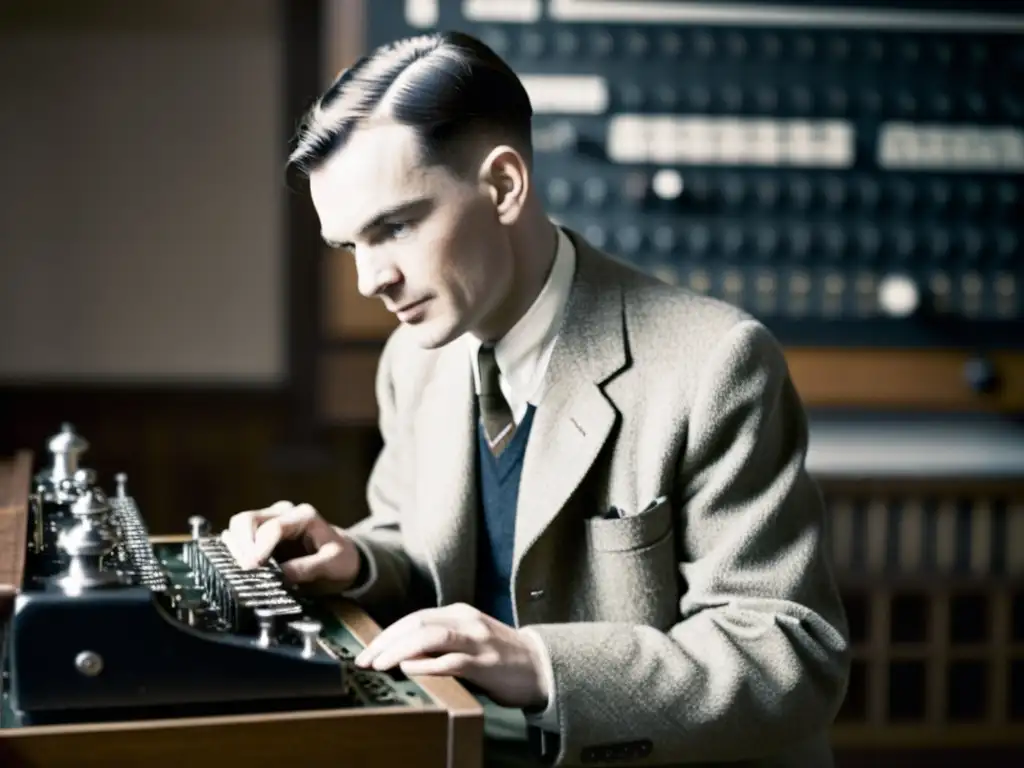 Alan Turing trabajando en la máquina Enigma en Bletchley Park durante la Segunda Guerra Mundial