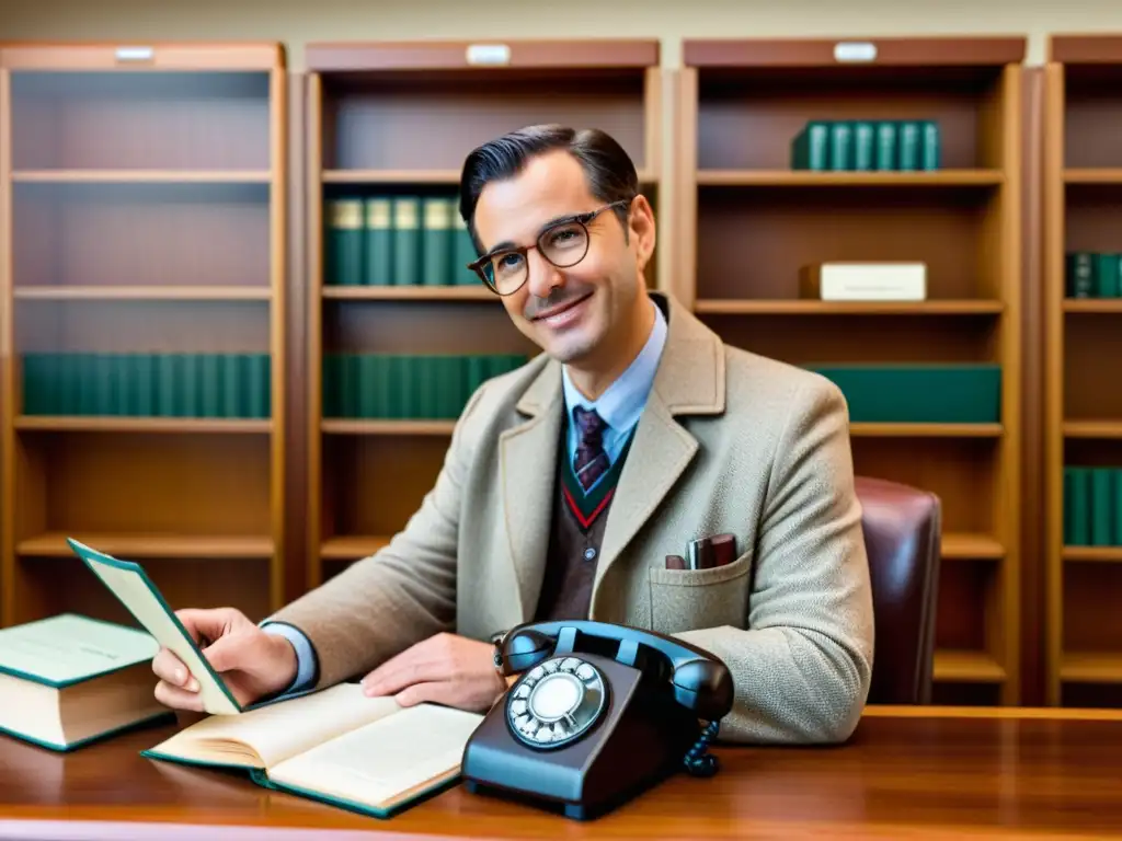 Un médico realiza una consulta de telemedicina en un acogedor estudio vintage