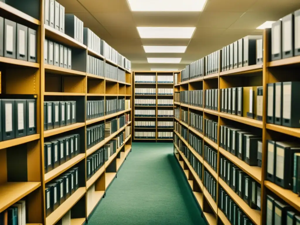 Una nostálgica biblioteca llena de tecnología antigua y software, evocando la importancia de la preservación de software en instituciones