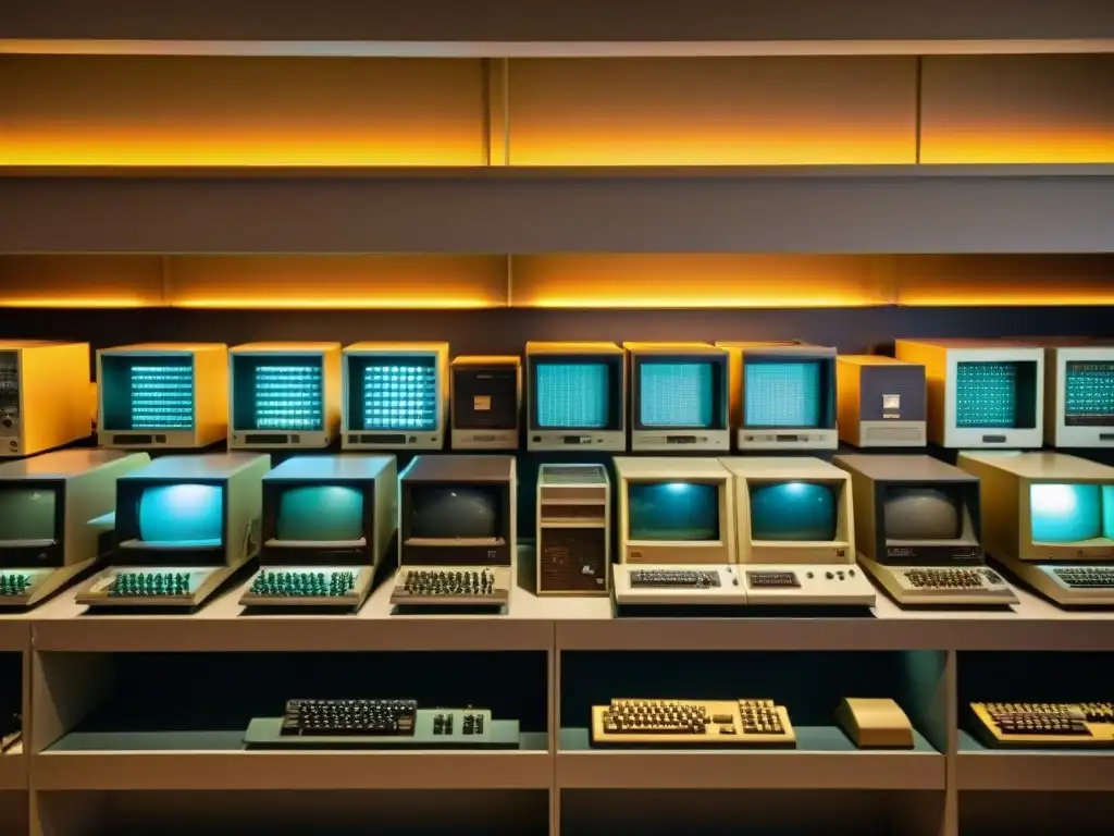 Exhibición nostálgica de computadoras retro en un museo virtual de software