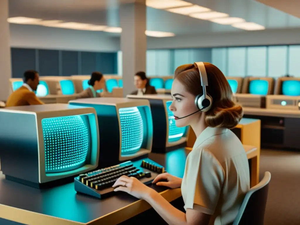 Pioneras olvidadas de la computación: Mujeres trabajando en un laboratorio de computación vintage, pioneras del mundo tecnológico