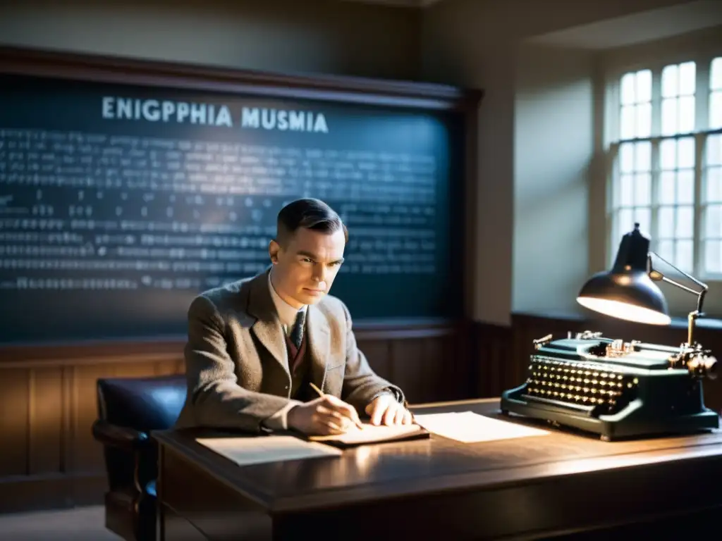 Alan Turing, pionero de la criptografía, decodificando un mensaje en Bletchley Park