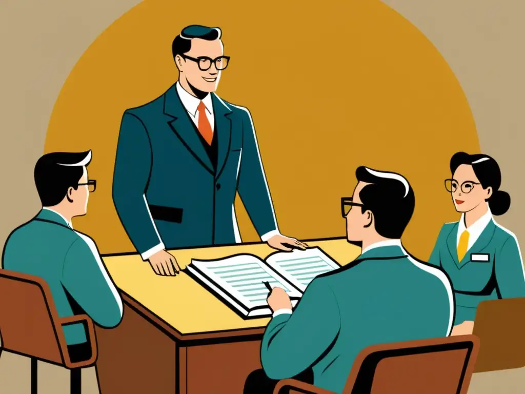 Un sabio mentor enseña conceptos de seguridad en plataformas de trading a estudiantes atentos en una ilustración vintage