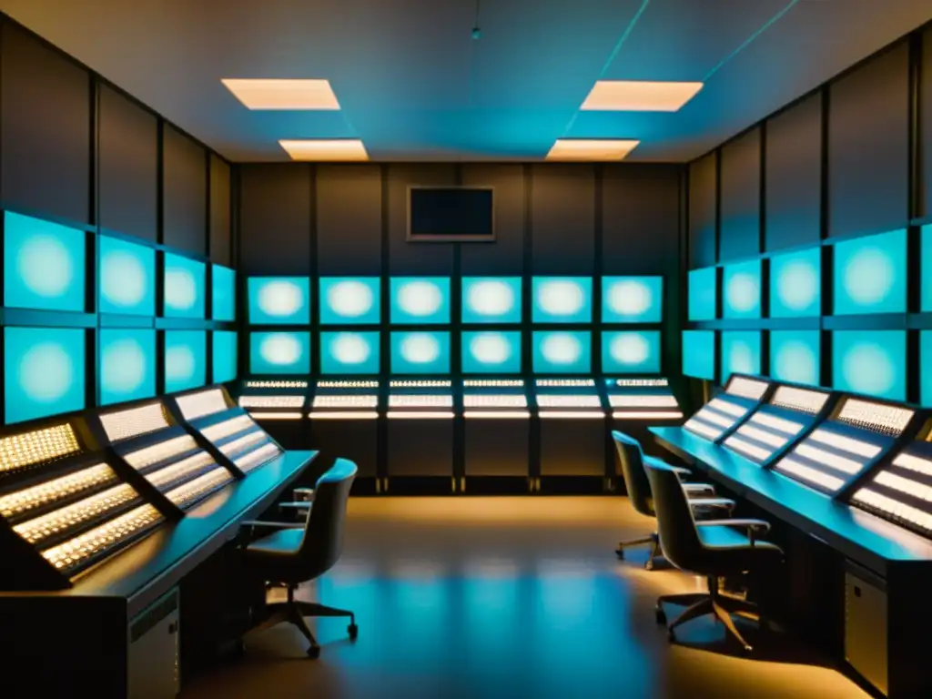 La era dorada de la informática: Equipos vintage iluminan el pasado Una sala llena de equipos informáticos antiguos, como computadoras mainframe, máquinas de tarjetas perforadas y unidades de cinta
